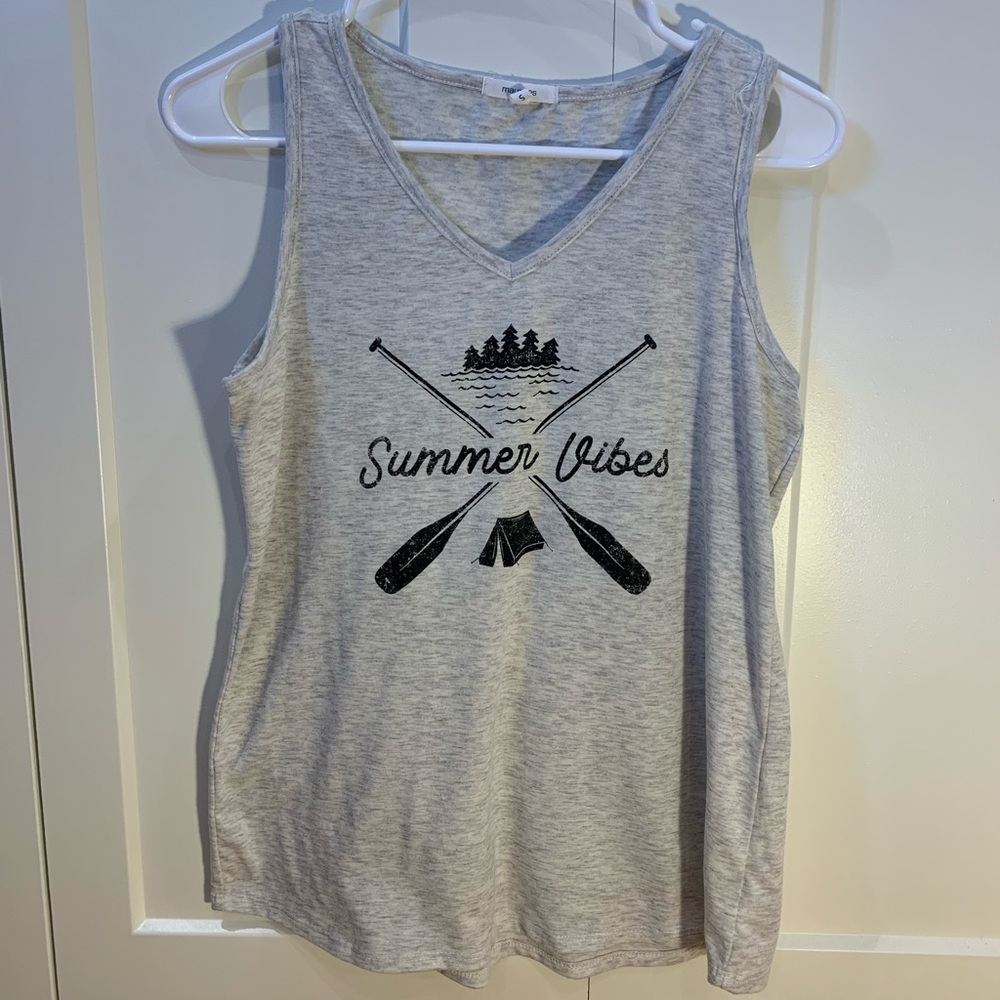 Summer vibes gray tank top size S